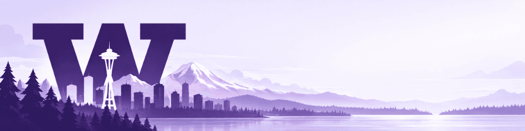 University of Washington and Seattle skyline illustration